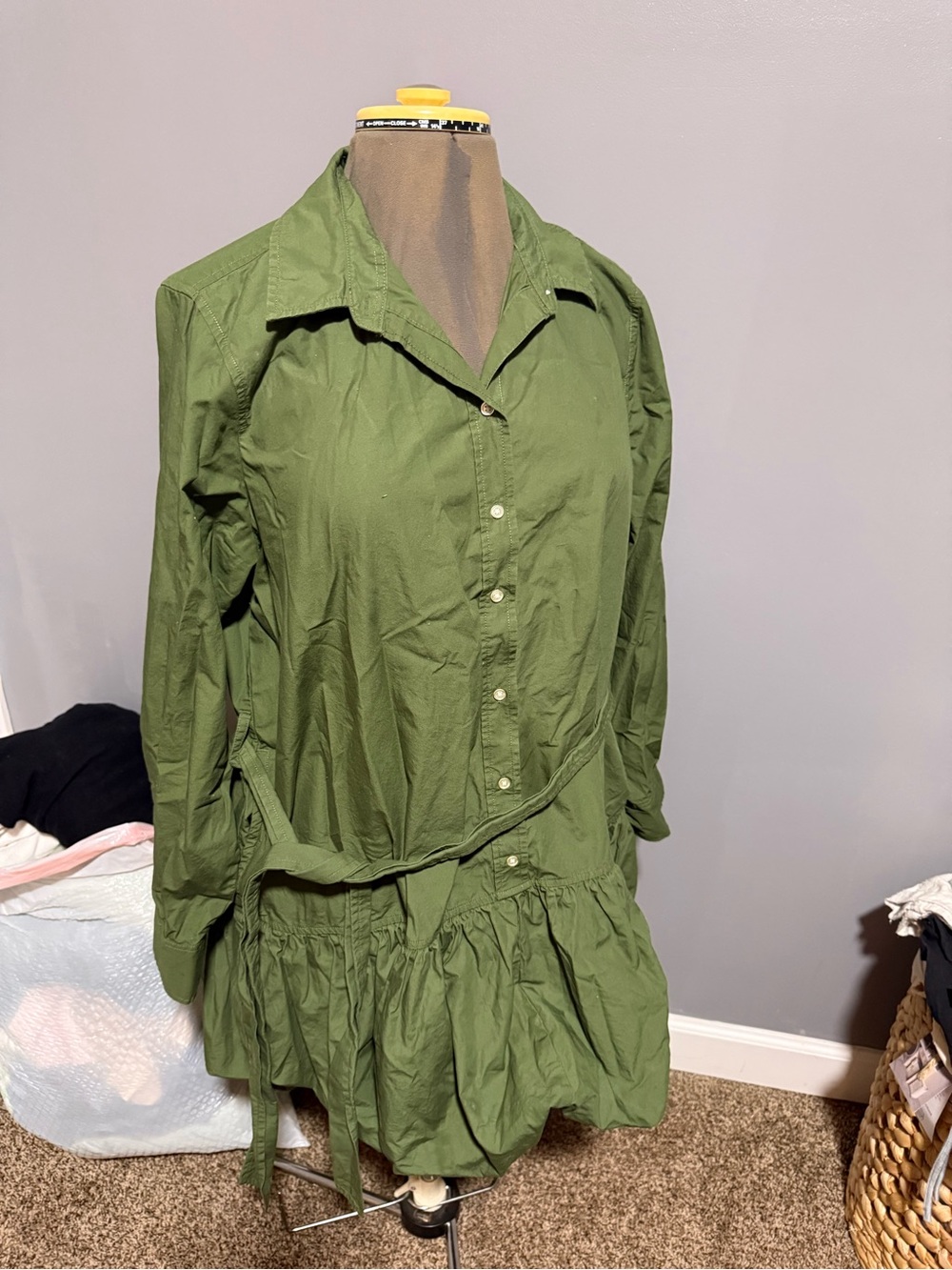 Free Assembly Olive Green Button-Up Shirt